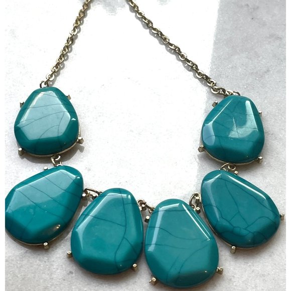 Turquoise Statement Necklace, Bold, Chunky, Summer, Fun, Upcycled, Redesigned - Picture 3 of 7